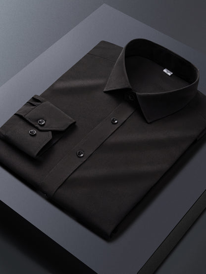 Men'S Long-Sleeve Button-Up Shirt Suitable for Semi-Formal Occasions in Spring And Summer Business Settings