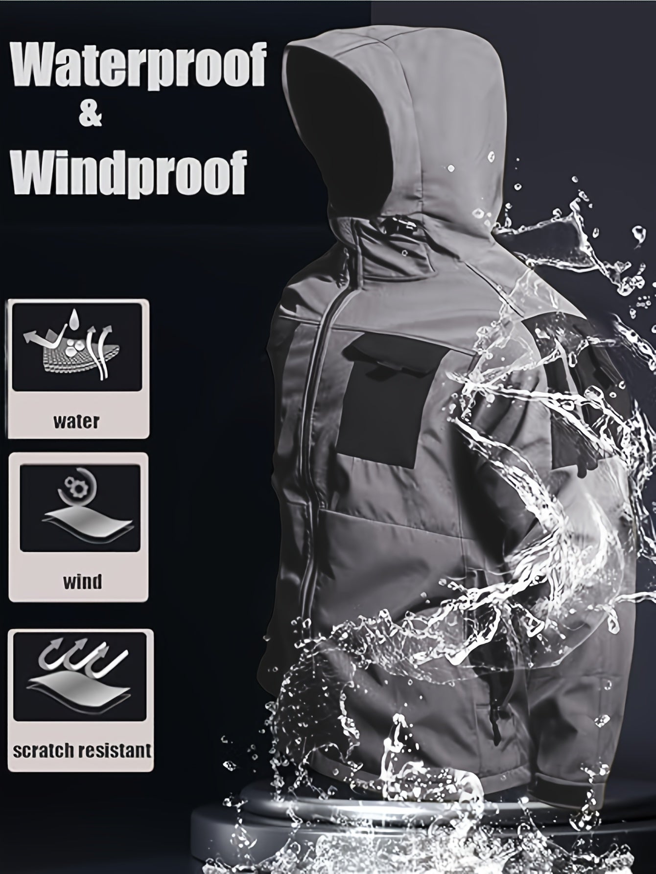 Men's Fleece-Lined Softshell Tactical Winter Jacket with Zip-Up Hooded Coat, Multiple Pockets & Lining - Outdoor Skiing, Hiking, Camping Workwear - Machine Washable Warm Fall/Winter Gear for Cold Weather Activities (Polyester)
