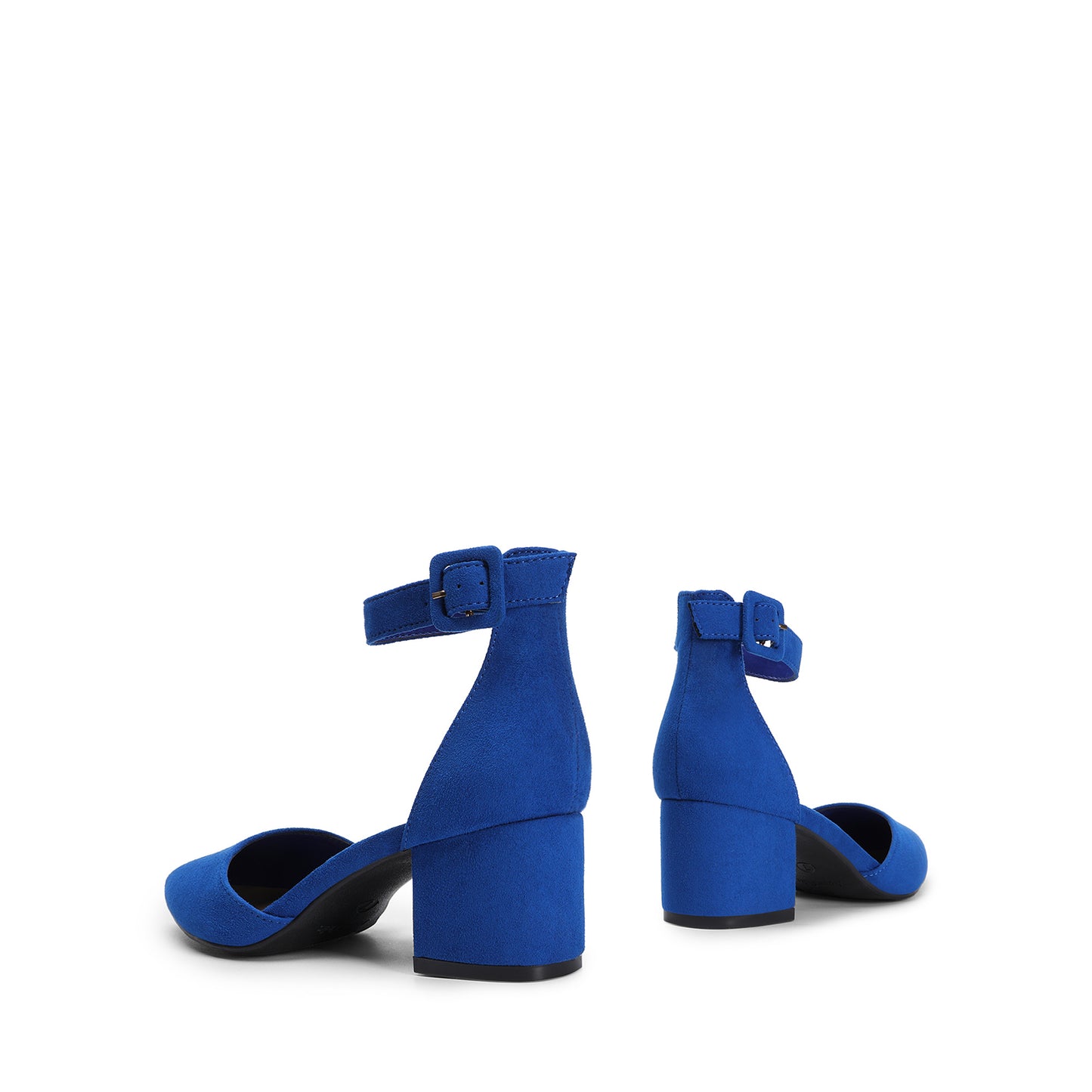 Pointed Toe Low Chunky Heels Pump Shoes Women Pumps with Ankle Strap