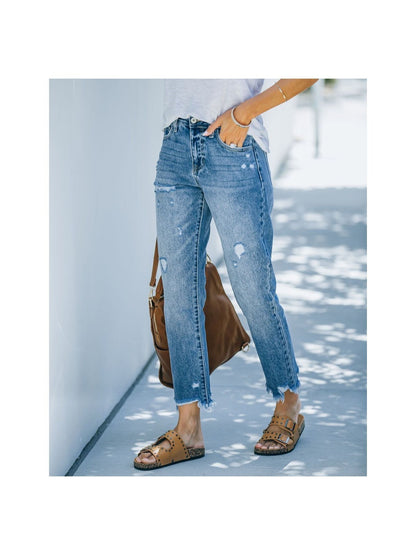 Stretch Jeans Wide Leg Jeans Tight Straight Leg Jeans Wash Distressed Casual Denim Jeans starchedjeans