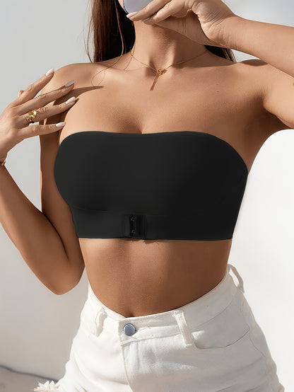 Set of Two Women'S Wireless Padded Strapless Bras - Comfortable Design in Black And White