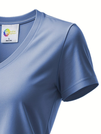 Women'S Soft V-Neck Sports T-Shirt, Cool And Breathable, - Quick-Dry Fabric, Designed for Outdoor Workouts, Comfortable And Versatile Fitness Wear Suitable for Everyday Exercise
