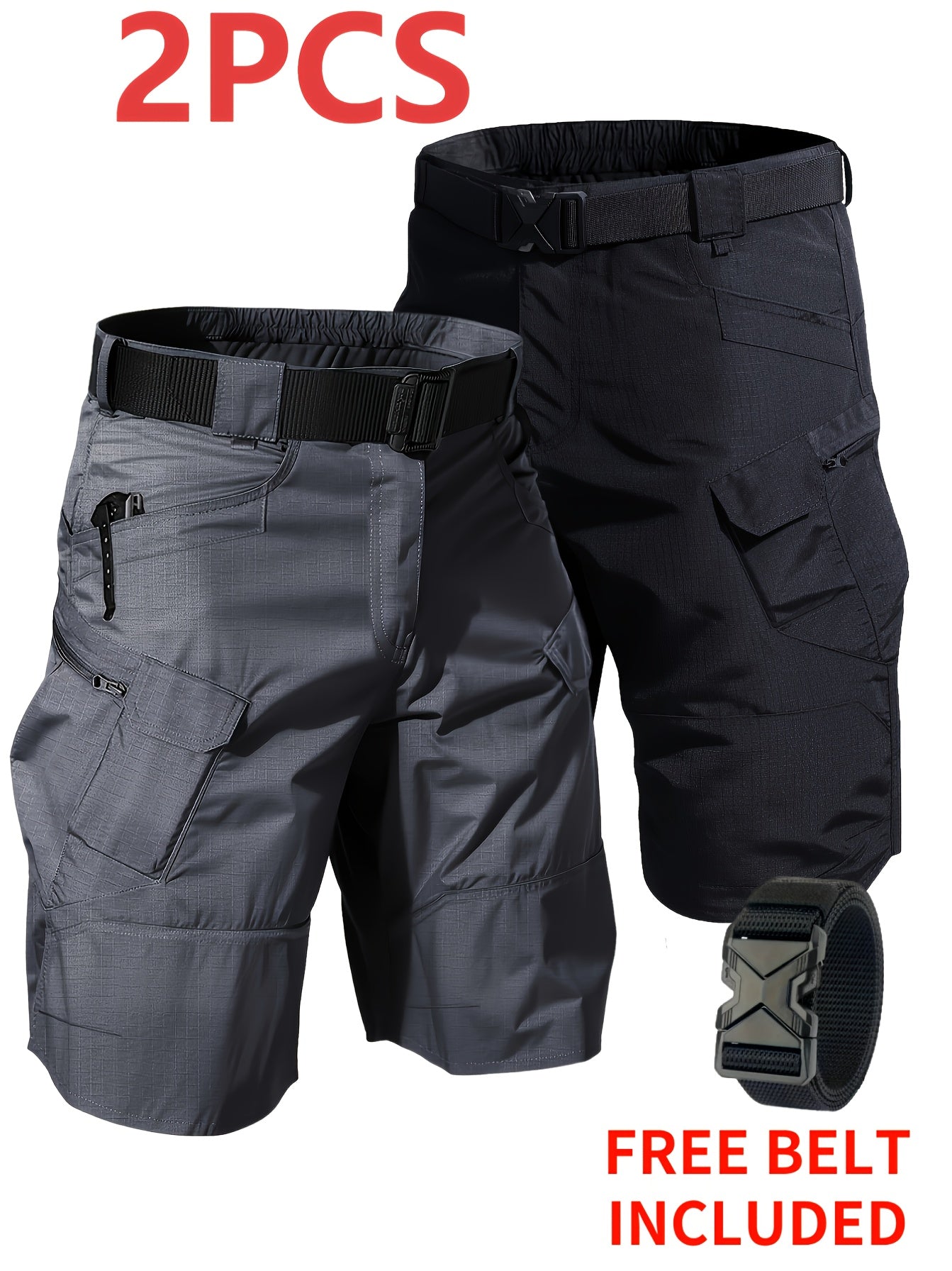 Men's Black+gray Polyester Shorts - product view 4
