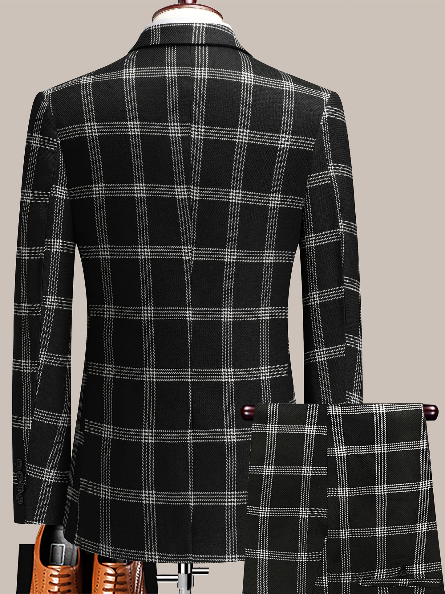 The Latest Men's Plaid Suit Two-piece Four-season Men's Size Slim-fit Two-piece Wedding Banquet Dress Business Casual