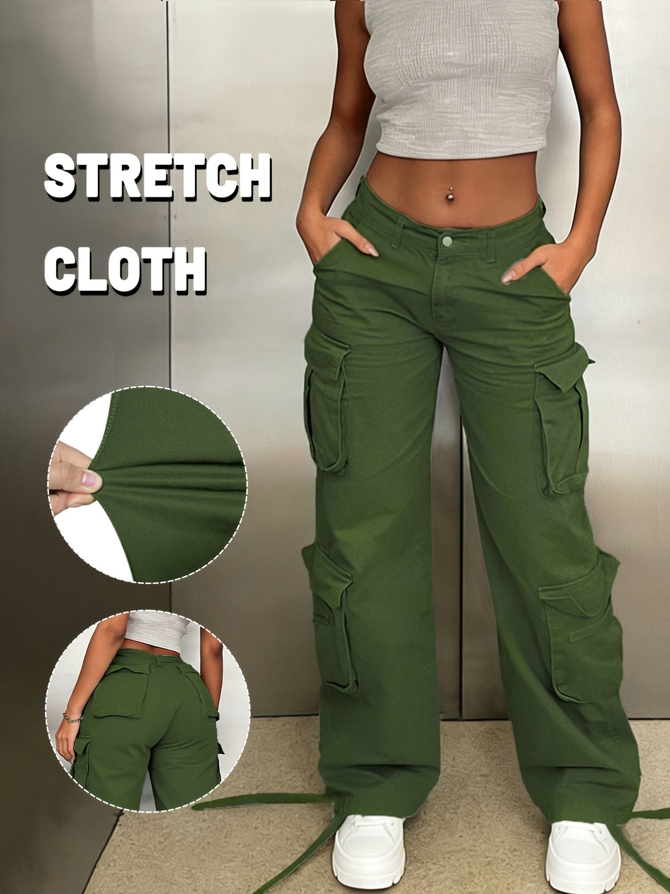 Y2K Style Retro Wash Water Era Feel Women's Work Pants, Basic Multi-functional Pockets Are Very Suitable for Street Travel.
