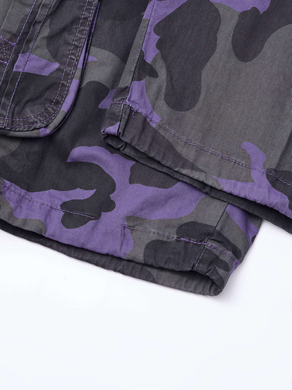 Men's Pure Cotton Washed Camouflage Outer Multi Pocket Workwear Shorts