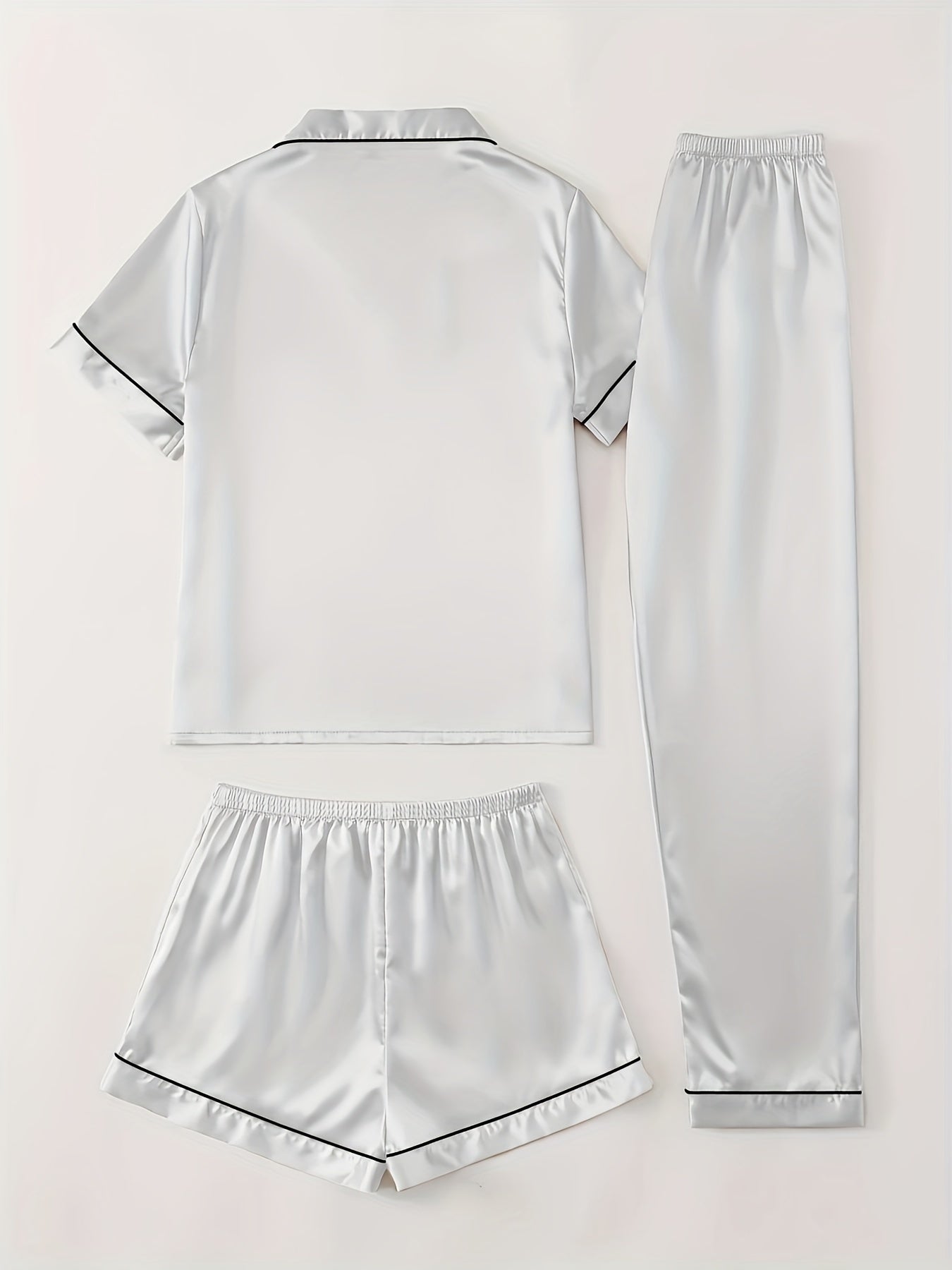 Women's Champagne Satin Short-Sleeve Pants - product view 48