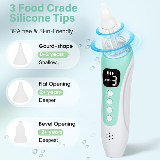 Portable USB Rechargeable Nasal Cleansing Device with 3 Suction Levels, 3 Replaceable Nozzles, and Music Playback Function - The Perfect Gift for Home Use