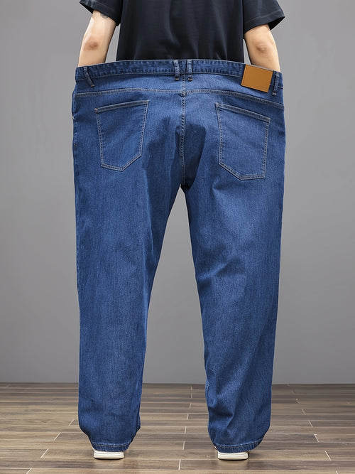 Plus Size Men's Soft & Comfy Jeans - Casual Loose Fit Denim Pants with Pockets, Stretch Rayon Blend for Fall/Winter, PLUS SIZE