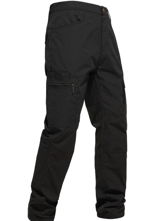 Solid Casual Men's Outdoor Cargo Long Pants with Multi-pocket, Hiking Camping Fishing