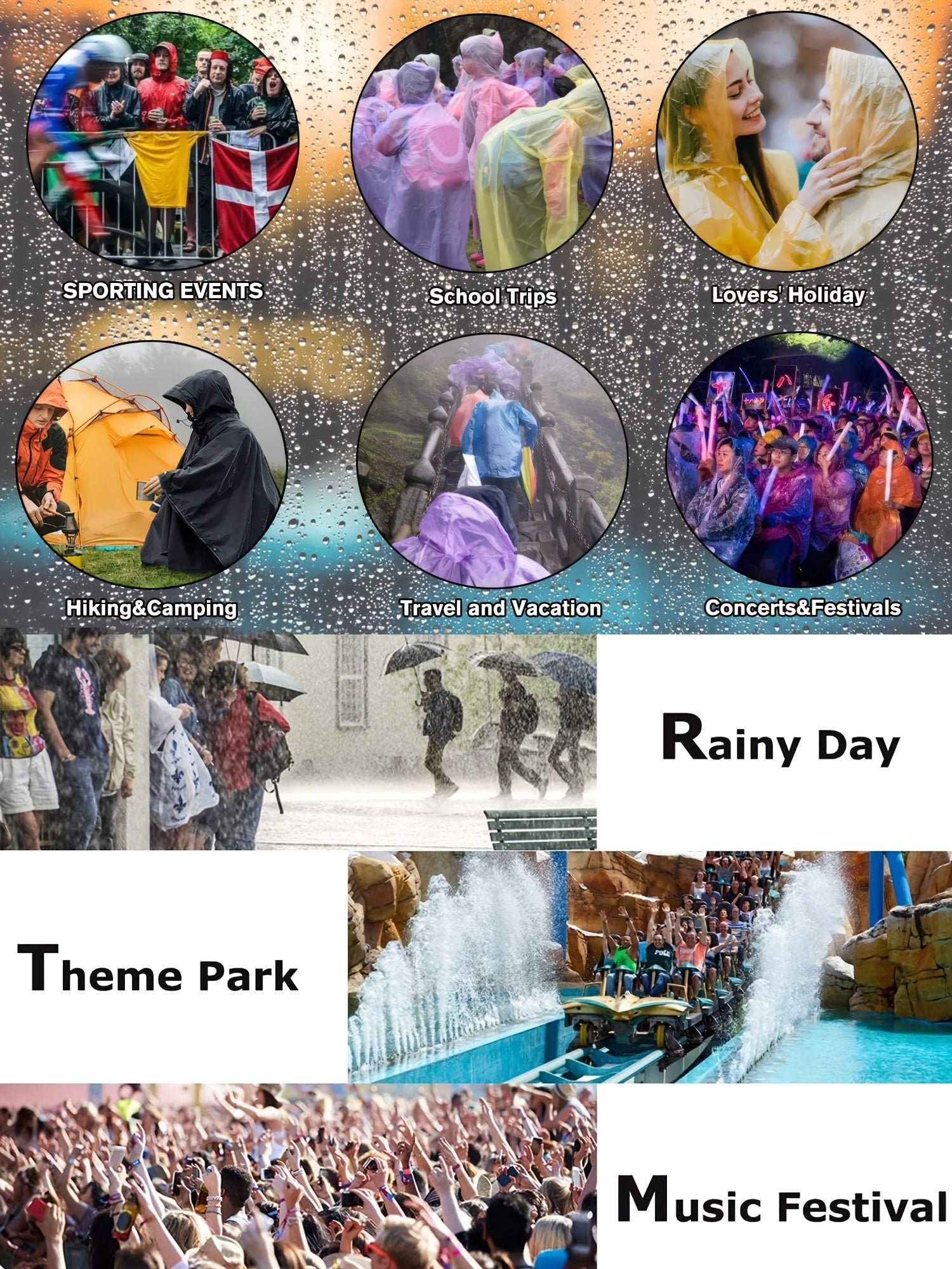 4pcs Reusable Adults Rain Ponchos Portable Raincoats For Women Men With Hood For - product view 10