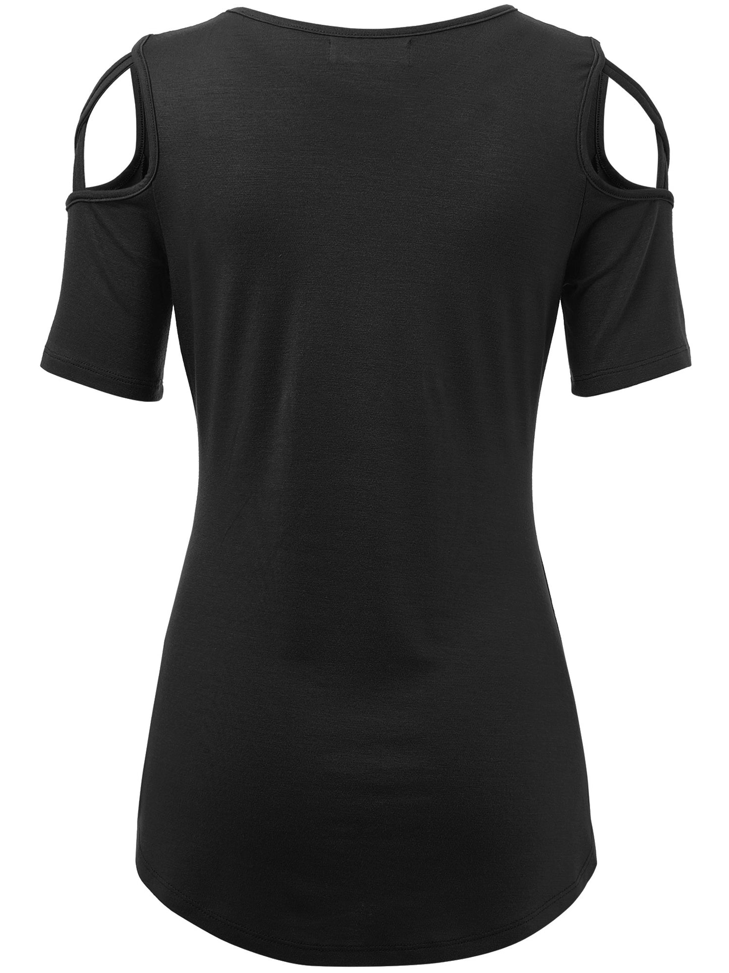 Women's Casual Open Strap Shoulder Short Sleeve Top