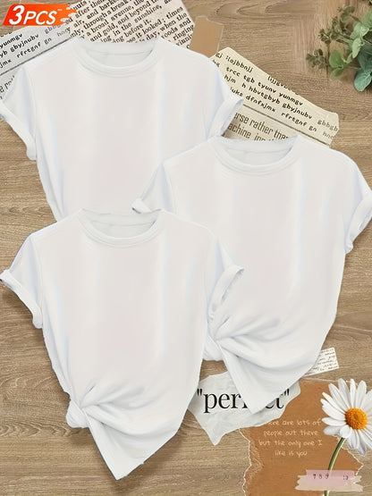 A Set of Three Women'S T-Shirts in Breathable, Comfortable, And Versatile Minimalist Designs - Enhance Your Wardrobe for Any Event with These Easy Yet Stylish Pieces