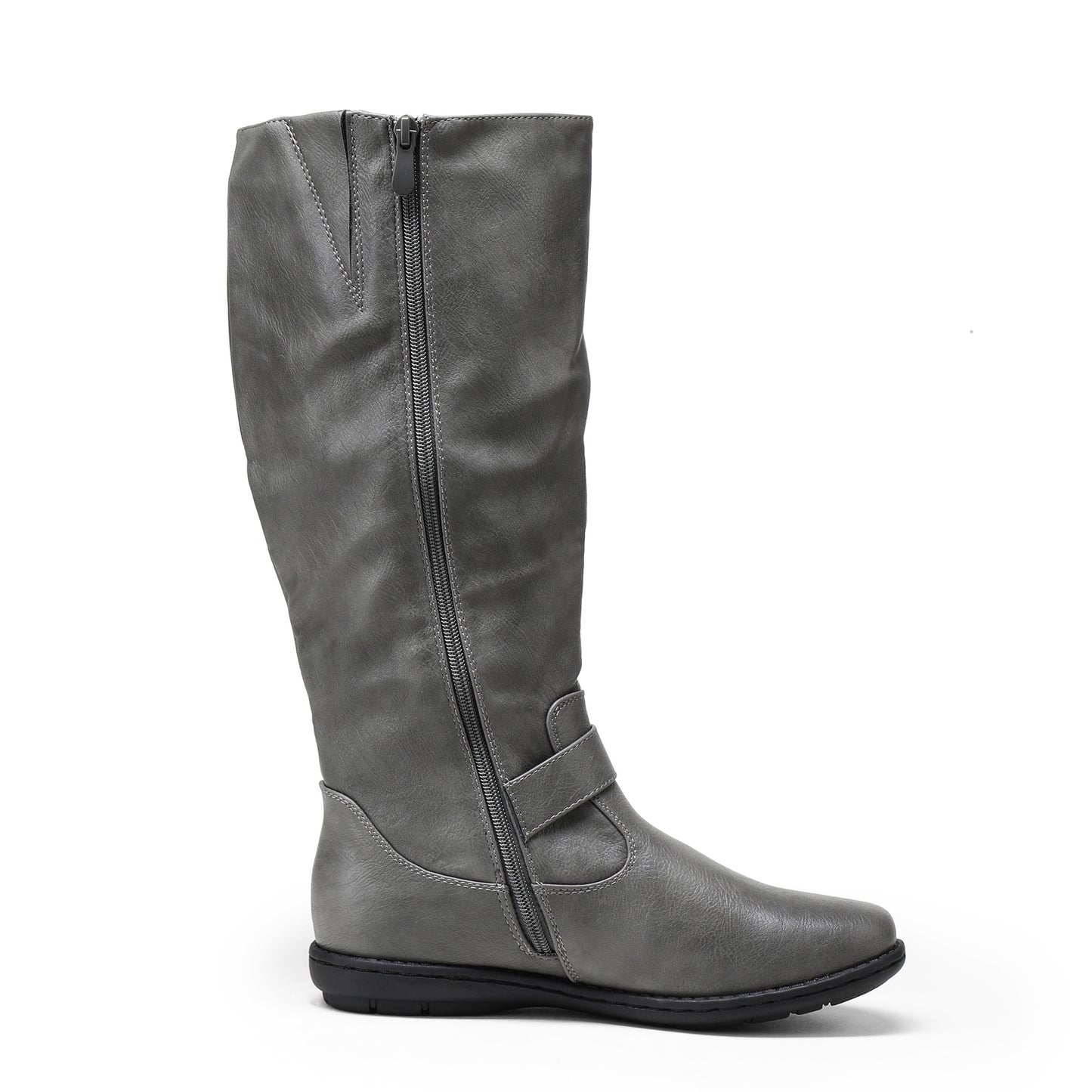 Women's Wide Calf Knee High Boots, Fashion Faux Fur-Lined Pointed Toe Side Zipper With Buckle Winter Boots Suitable for party, dance, shopping, walk, office. Perfect gift for friends, wife, sister, daughter.