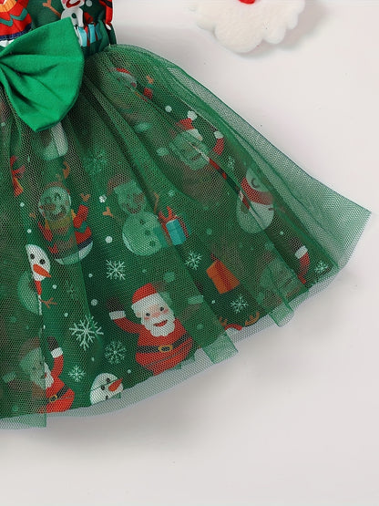 MINKIDFASHION Baby Girls Green Christmas Mesh Dress New Born Santa Baby Romper And Skirt Outfit, for Outdoor