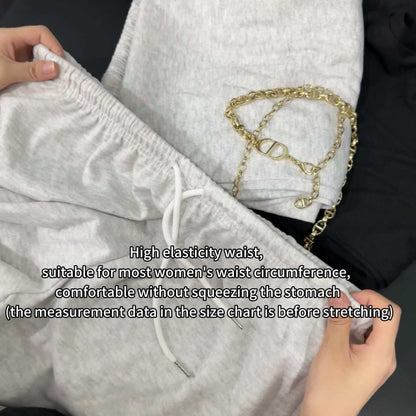 2pcs Women's Casual Wide-leg Pants with Elastic Waistband and Pockets - Elastic, Loose-fitting, Solid Color (black and Gray), Suitable for All Seasons, Comfortable Clothing | Loose Pants | Medium Elastic, Women's Jogging Pants/ Sweatpants/ Training