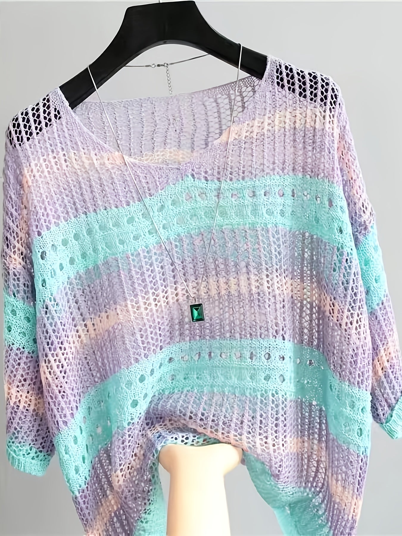 Summer Elegant Loose Hollow Sunscreen Beach Half-Sleeve Smock