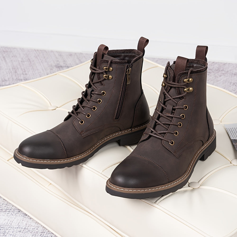 Mens Boots Motorcycle Casual Boots for Men Zipper Fashion Chukka Boots Mens