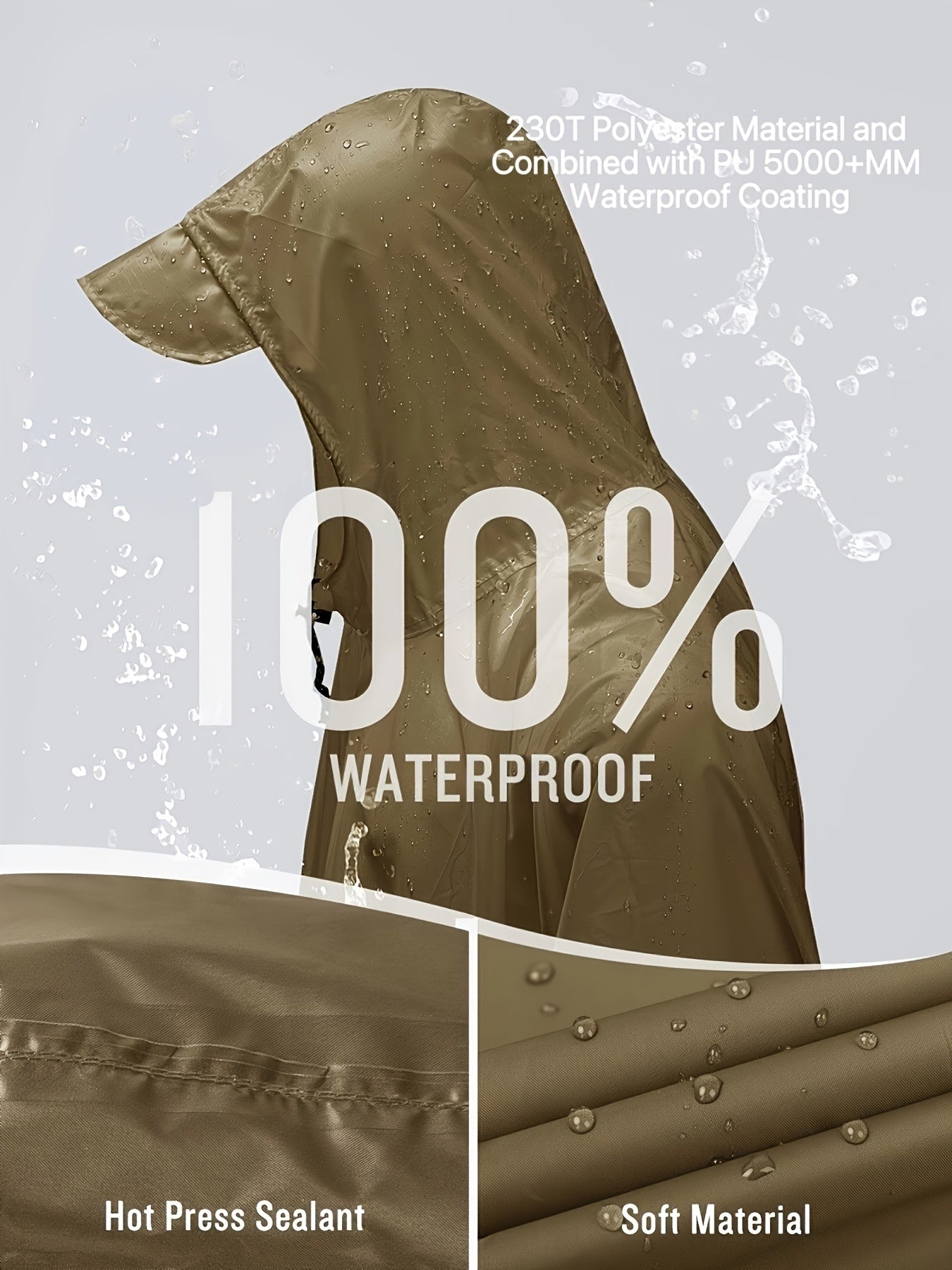 3-In-1 High Quality Hooded Rain Poncho with Side Pockets - Durable Polyester, Windproof for Outdoor Activities Like Camping, Hiking & Cycling
