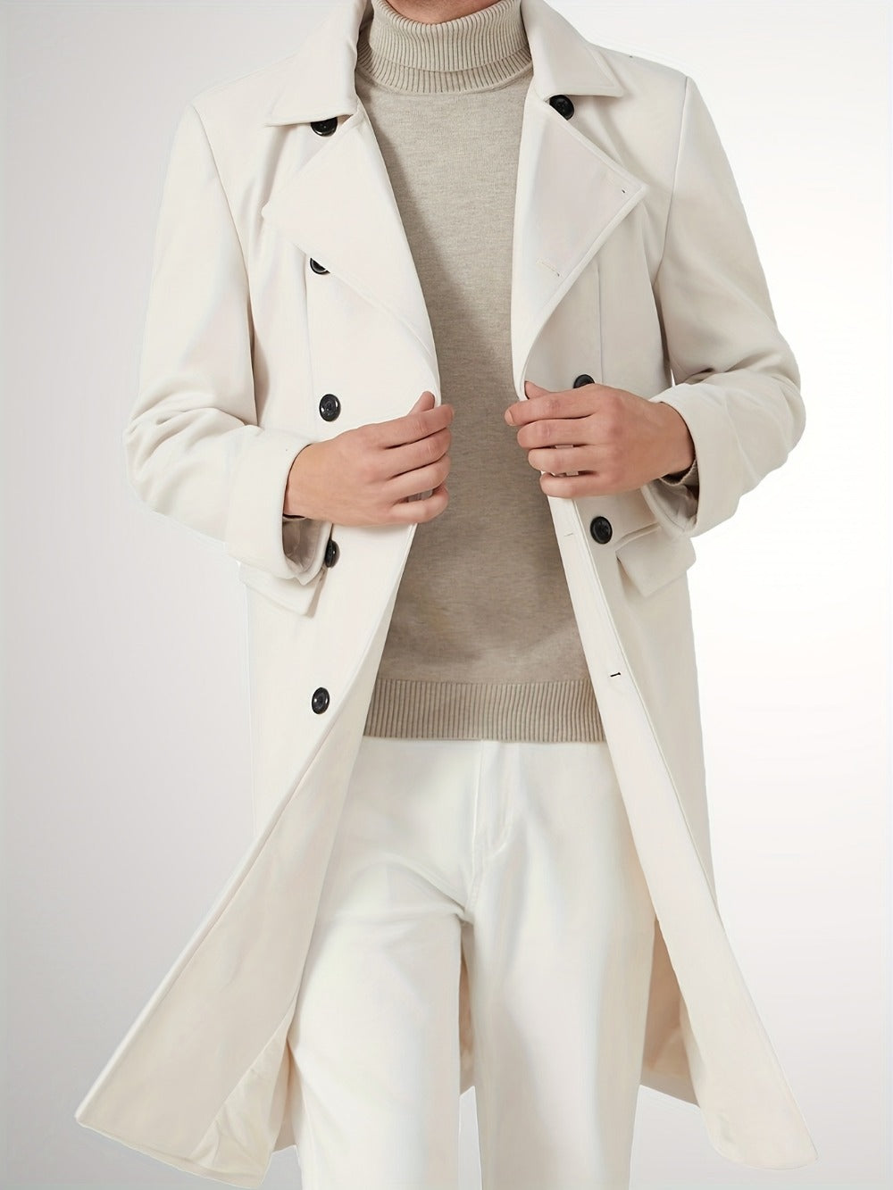 Men's Versatile Wool Blend Double-Breasted Coat