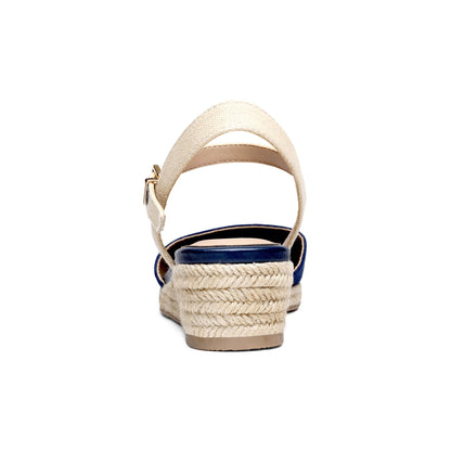 Women's Closed Toe Elastic Ankle Strap Espadrilles Wedge Sandals Soft Emulsion Insole Wedge Sandals