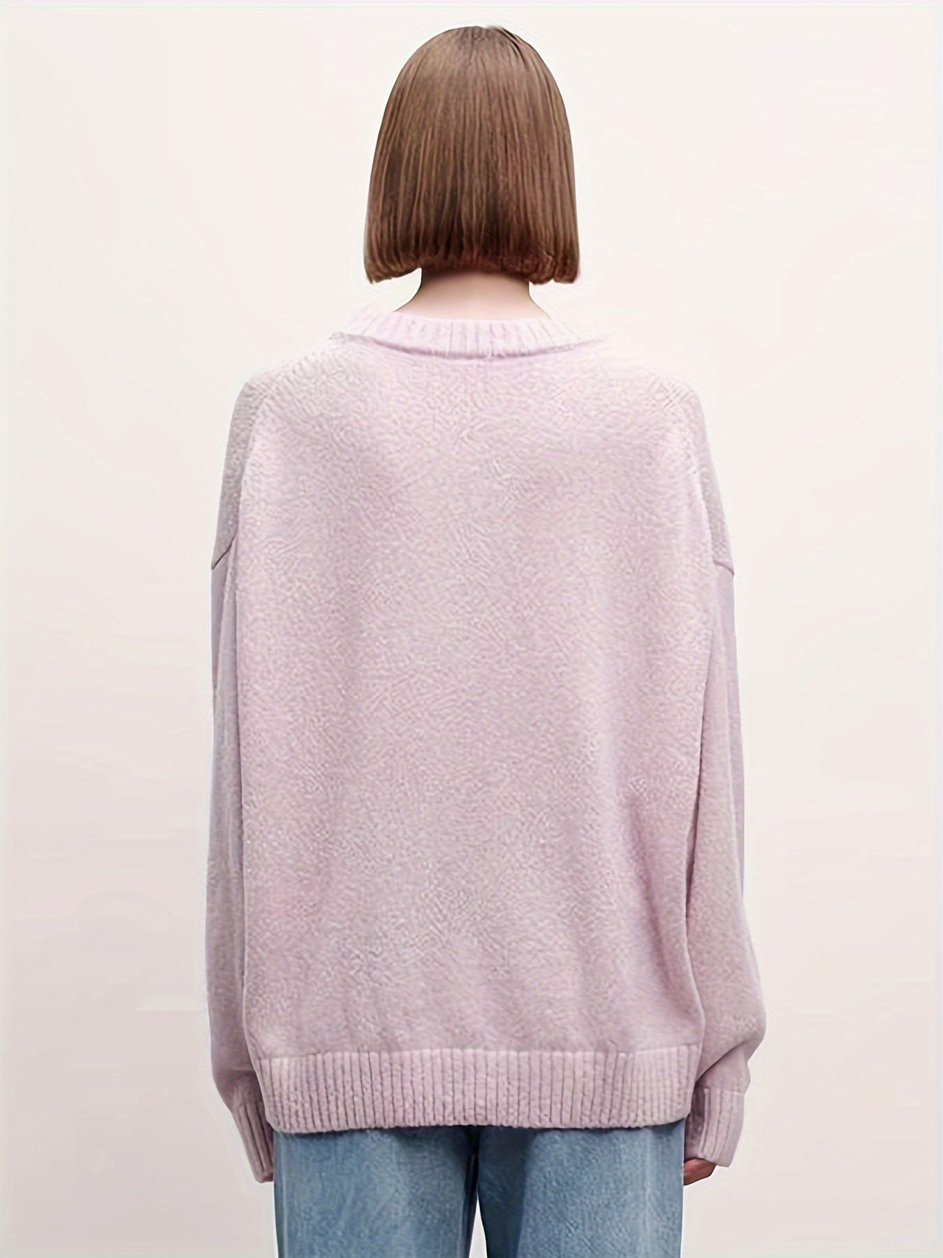 Women'S Autumn And Winter Fashionable And Comfortable Solid Color Round Neck Pullover Sweater