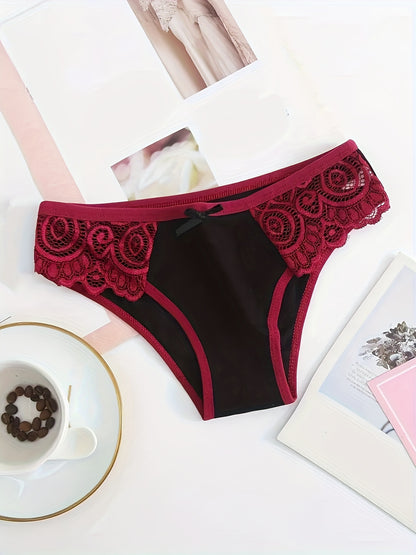12PCS, Seamless Women's Daily Sports Underwear, Low Waist Comfortable Cotton Splicing Triangle Pants, Lace Lace Bow Underwear Underwear