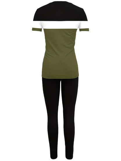 Ladies' Casual Long Pants Short Sleeved Set