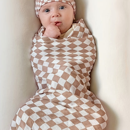 Ultra Soft Checkered Muslin Baby Blanket Pack of 2 Blankets for Babies And Toddlers Boys Newborn 40 X 40 Inches