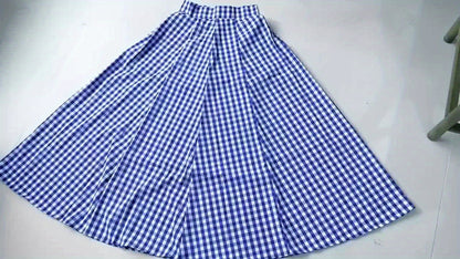 Women'S Elegant Checkered Mid-Length Skirt - High Waist, Flowing A-Line Silhouette, Opaque, Ideal for Spring And Autumn Seasons, Versatile Mid-Length Skirt | Elegant A-Line Skirt | Fashionable Texture