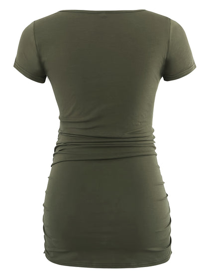 Women's Maternity Classic Side Ruched T-Shirt Tops Mama Pregnancy Clothes