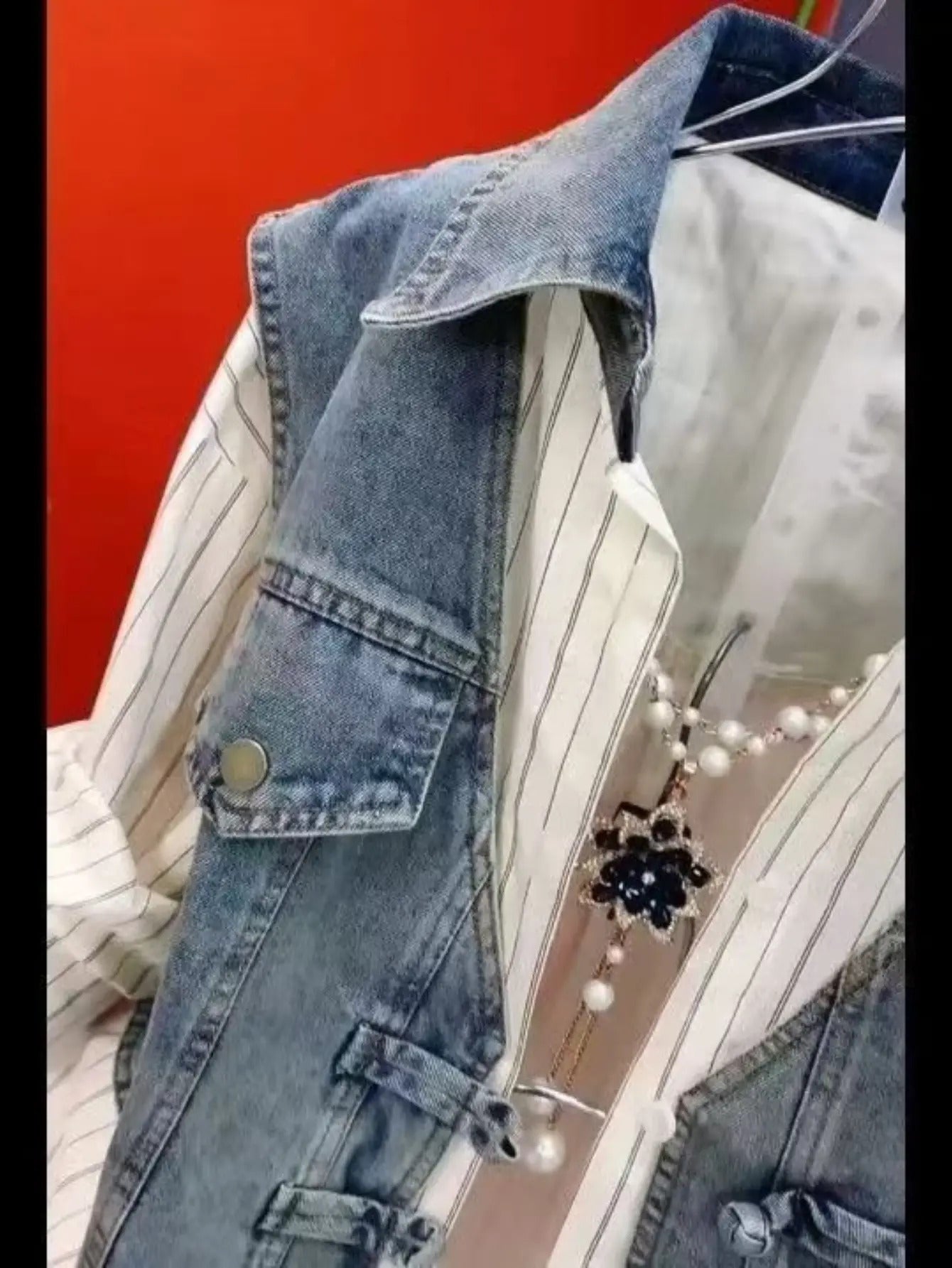 Easy on Denim Shacket for Women, No Zipper Button Two Layer Look Jacket, Spring 2026 Casual Blazer, Versatile Plus Size Coat