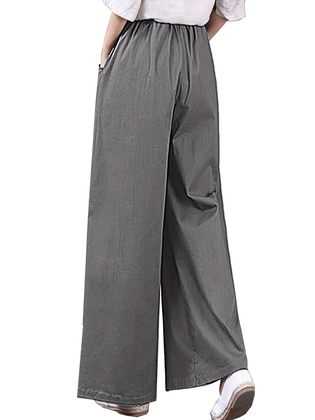 Women's Palazzo Pants Drawstring Waist Wide Leg CLoose Trousers with Pockets Comfort