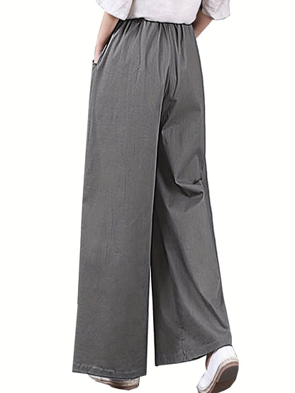 Women's Palazzo Pants Drawstring Waist Wide Leg CLoose Trousers with Pockets Comfort