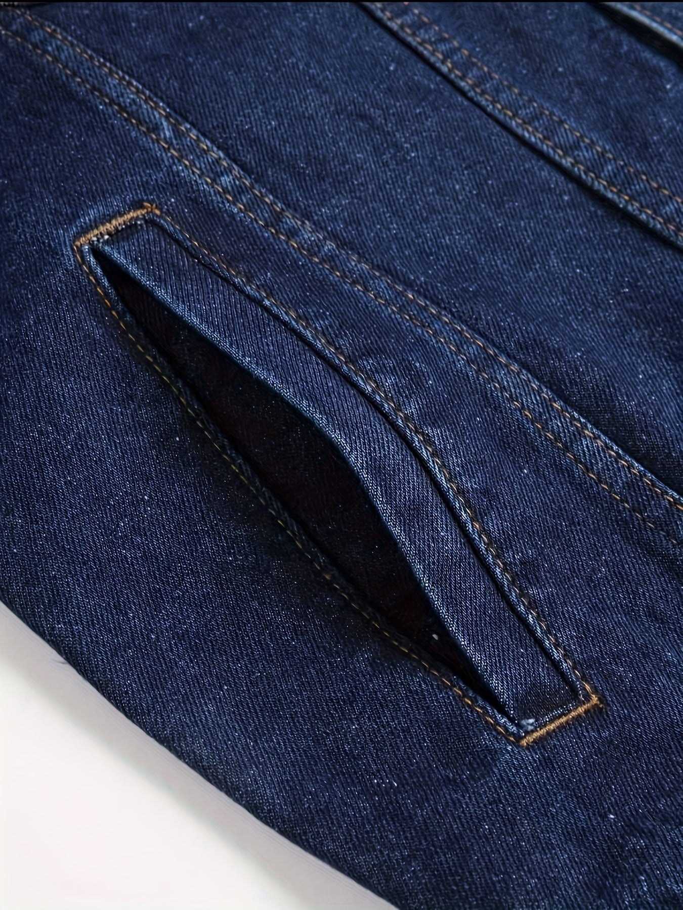 1pc Men'S Casual Denim Jacket, 80% 20%, Solid Color, Lapel Collar, Non-Stretch Woven Fabric, Regular Fit with Pockets