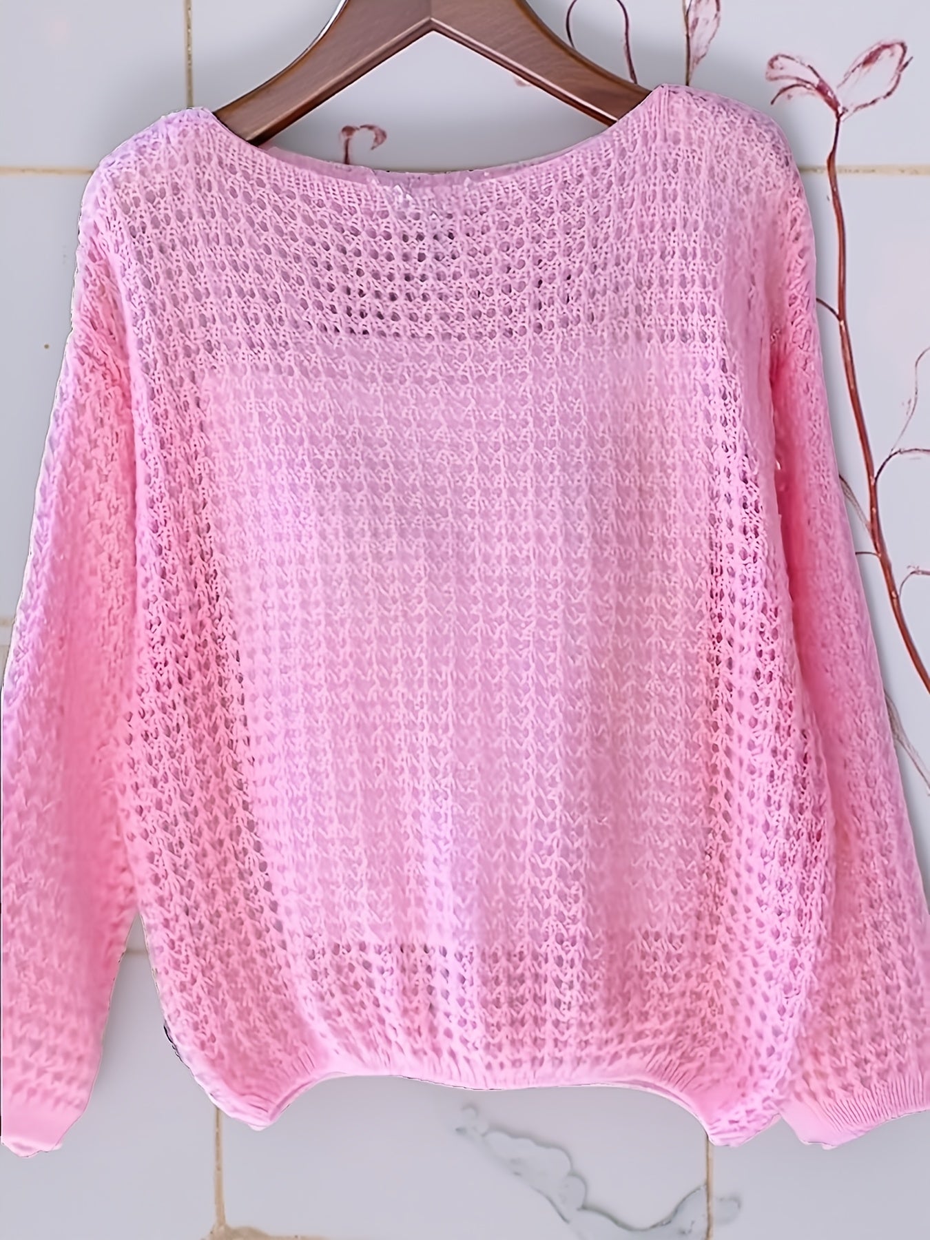 2026 Women'S Hollow Out Sweater Cardigan Long Sleeve Open Front Crochet Cover Up Lightweight Casual Layering Outerwear Soft Top For Spring Fall Winter Resort Wear