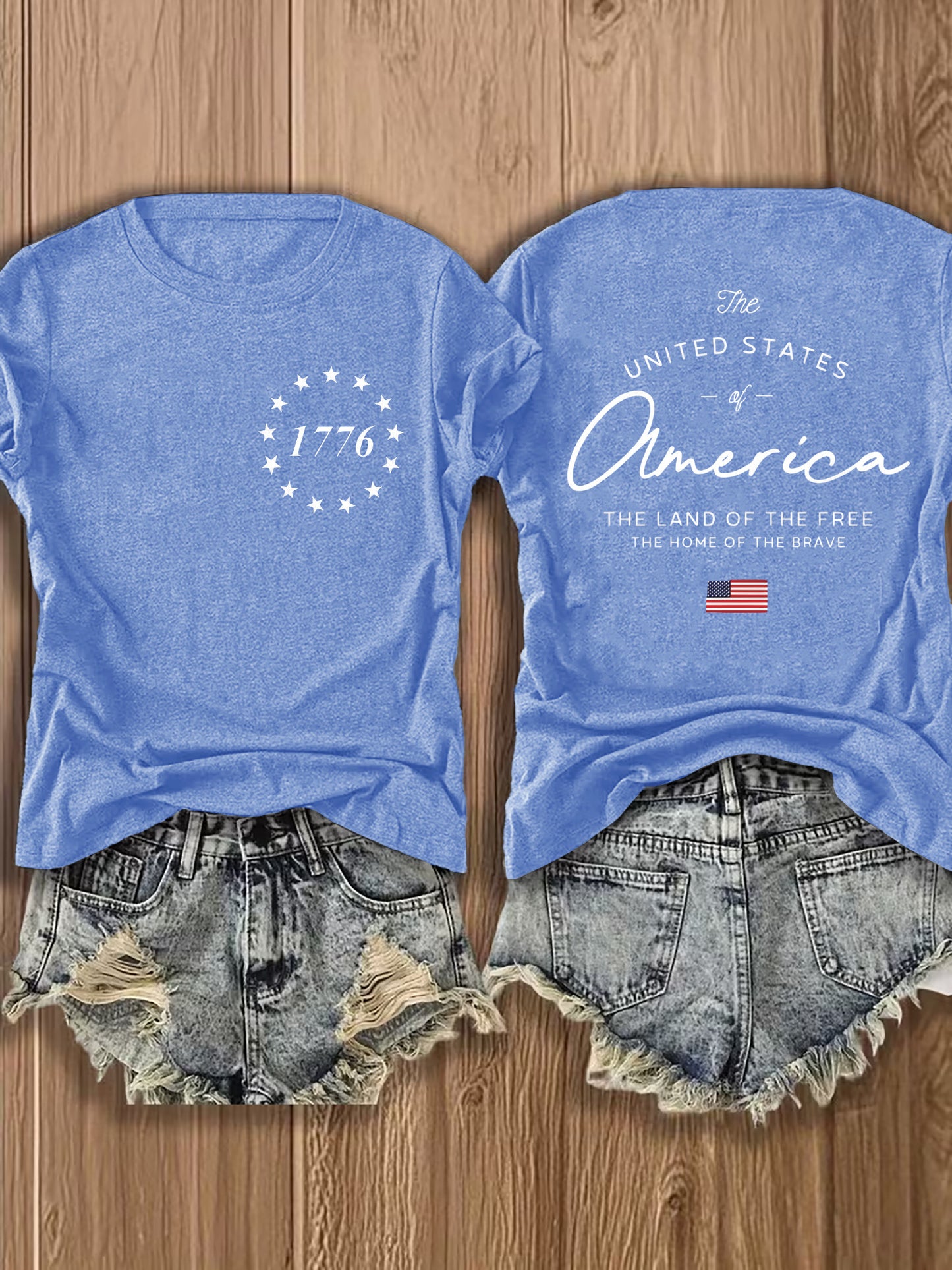 Women' US Flag T-Shirt with 1776 Design & American Symbols - Breathable Short Sleeve Top, Casual Streetwear Blouse-Compatible for - Wear Suitable for Fall Outfits, 4th of, Casual Attire, Machine Washable Non-