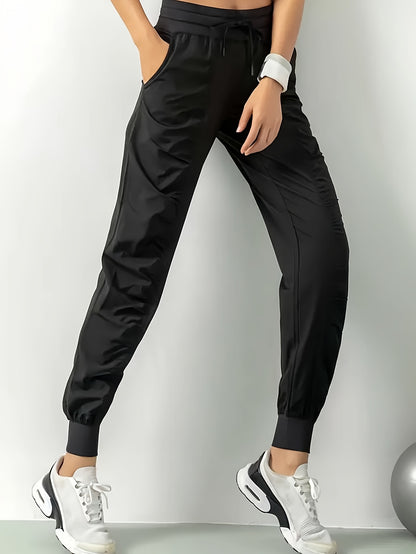3pcs Women's Quick-Dry Training Tracksuit Pants - Slim Pleated Athletic Joggers with Drawstring Waist & Side Pocket, Gym Workout Pants Suitable for Running,, Gym - Spring Summer Fall Solid Color (Machine Washable)