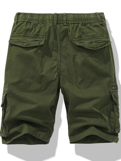 Men's Breathable Cotton Shorts with Multi-Pocket - Elastic Workwear Shorts Suitable for Outdoor,,, Casual Wear - Mid-Rise Pants with /Equipment Pockets