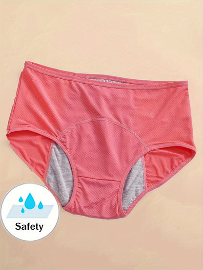 [Leak-Proof Period Panties] 4pcs High Waist, Breathable Women's Leak-Proof Period Panties| Three-Layer Wide Absorbency, Elegant Design Black, Dark Gray, Pink& Beige- Comfortable Menstrual Underwear for Casual Attire