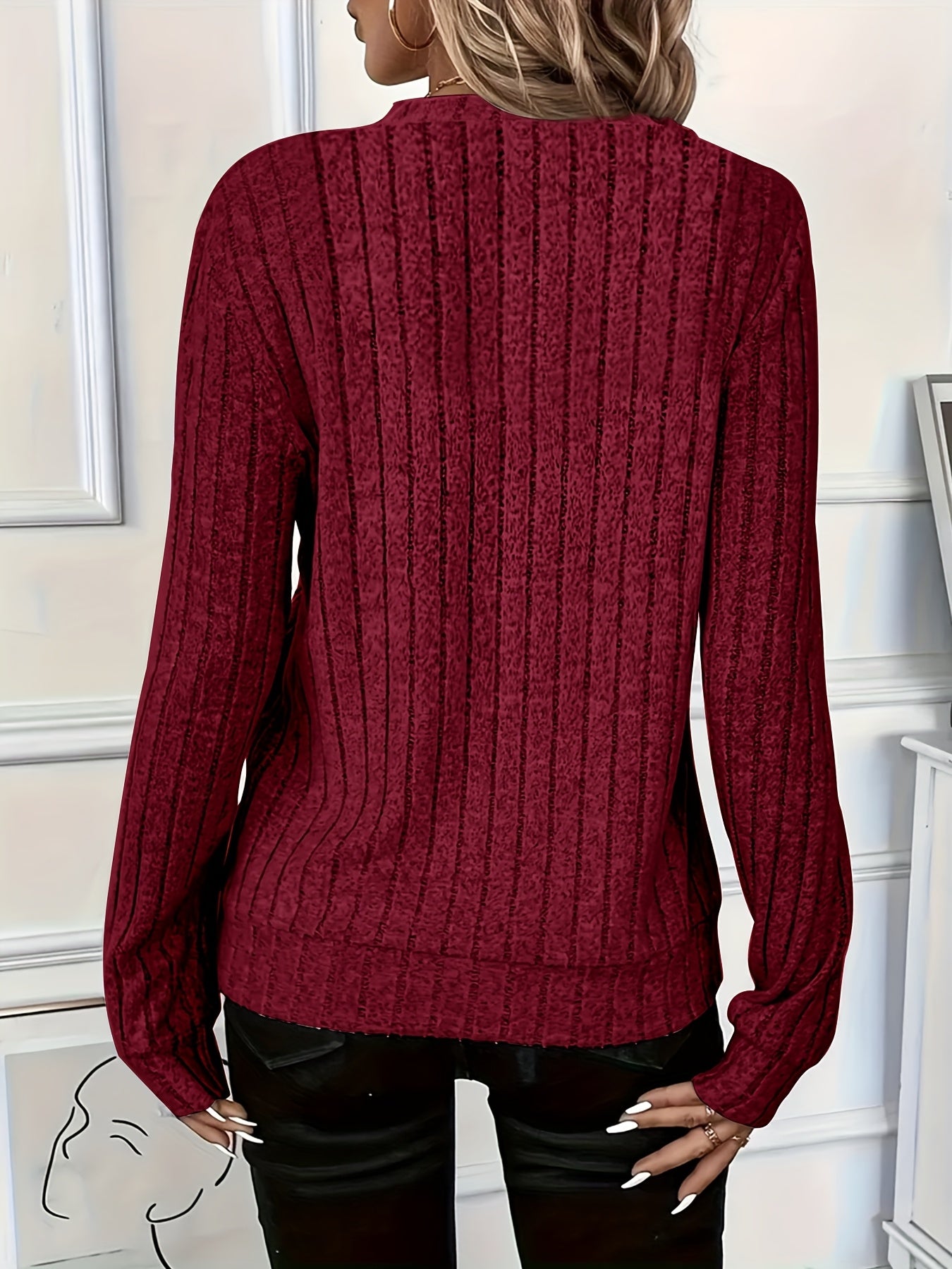 2025 Autumn/Winter New Women's Ribbed Solid Color Fabric Zipper Long-Sleeve Top for Women