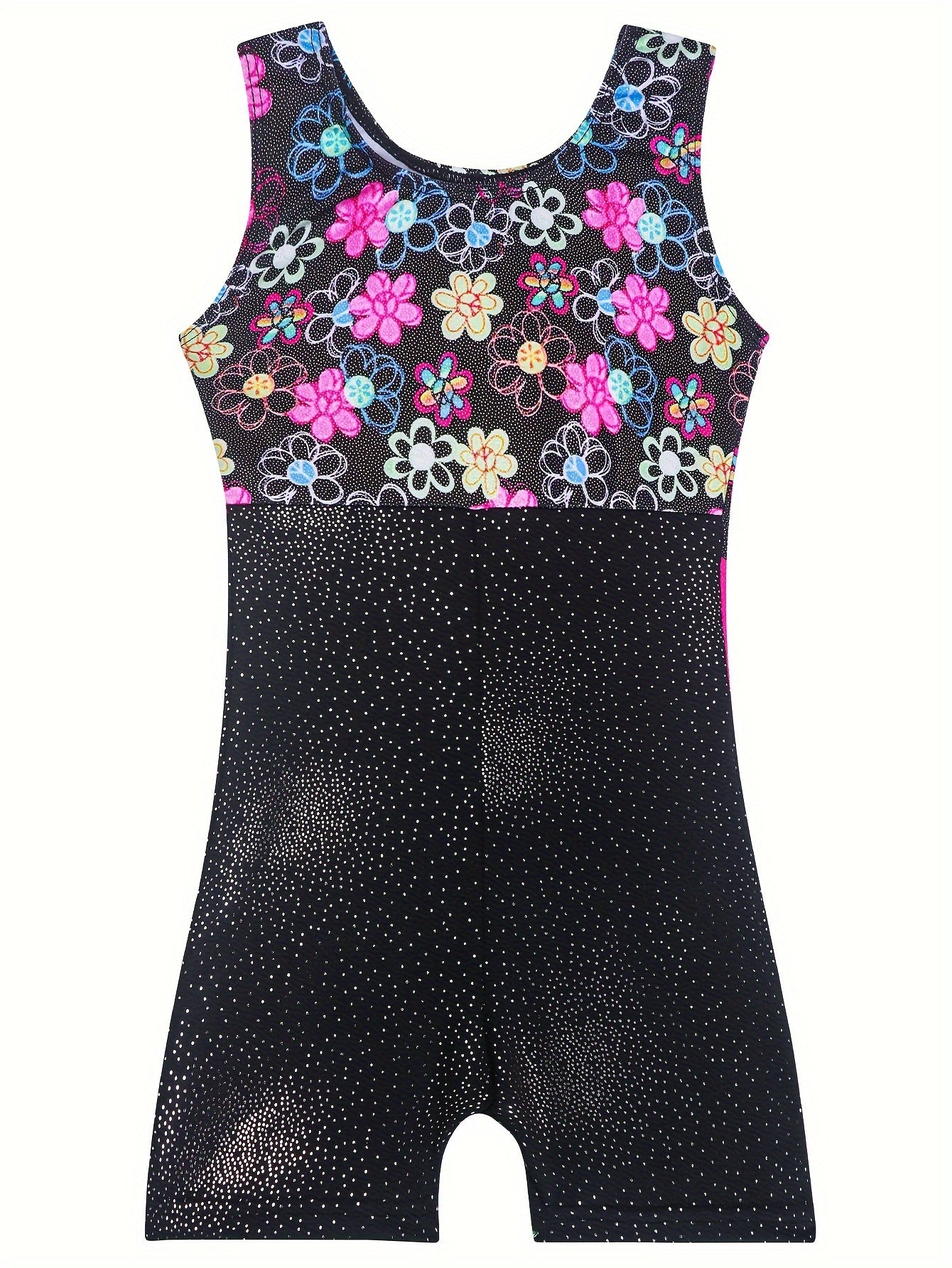 Girls Sleeveless Compression Gymnastics Suit, One-piece Bodysuit for Exercise Training, Perfect for Outdoor