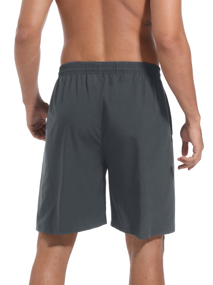 5pcs Men'S Sports Gym Workout Shorts, Quick Drying, Basketball Running Lightweight Shorts, Stretch Waistband Side Zip Pocket, Woven Fabric