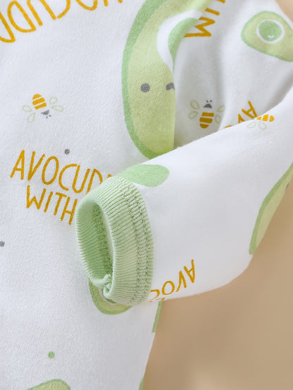 8pcs & Unisex Outfit Suit - Soft Avocado Print Romper, Matching Hat, Bib, Pants, Coat & More | - Clothing (Machine Washable) | 8pcs for 8pcs Set, Perfect for Outdoor