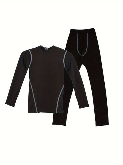 Boys' Sports Compression Set 2pcs Youngsters's Warm Underwear, Perfect for Outdoor