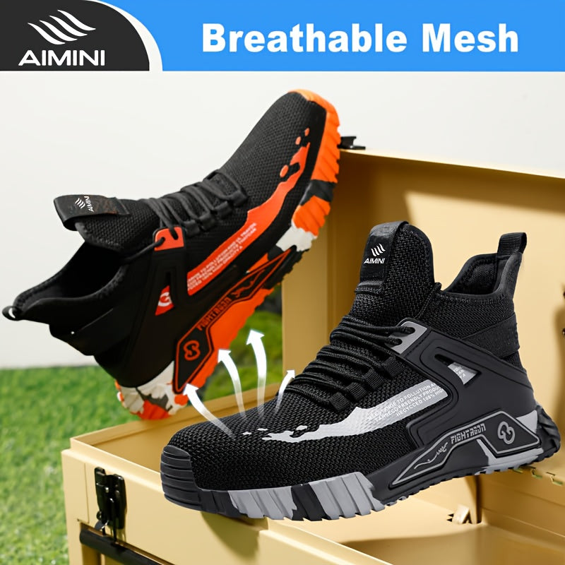 Steel Toe Shoes for Men Industrial Construction Shoes Mid Cut Industrial Boot Work Sneakers Comfortable Lightweight Shoes for Work