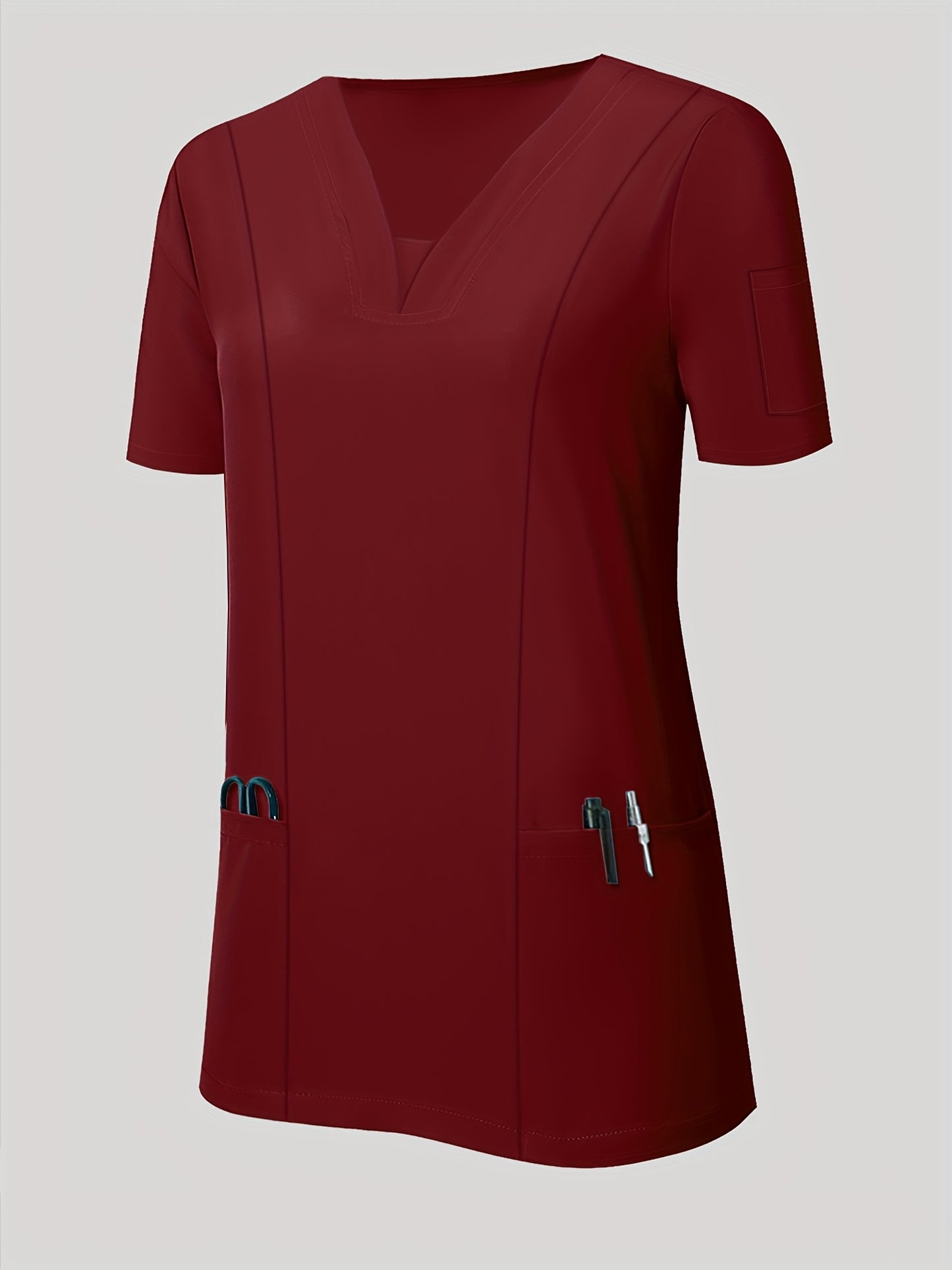 Women'S V-Neck Frosted Breathable Uniform Pocket Handwash Workwear Brush Handwear Top