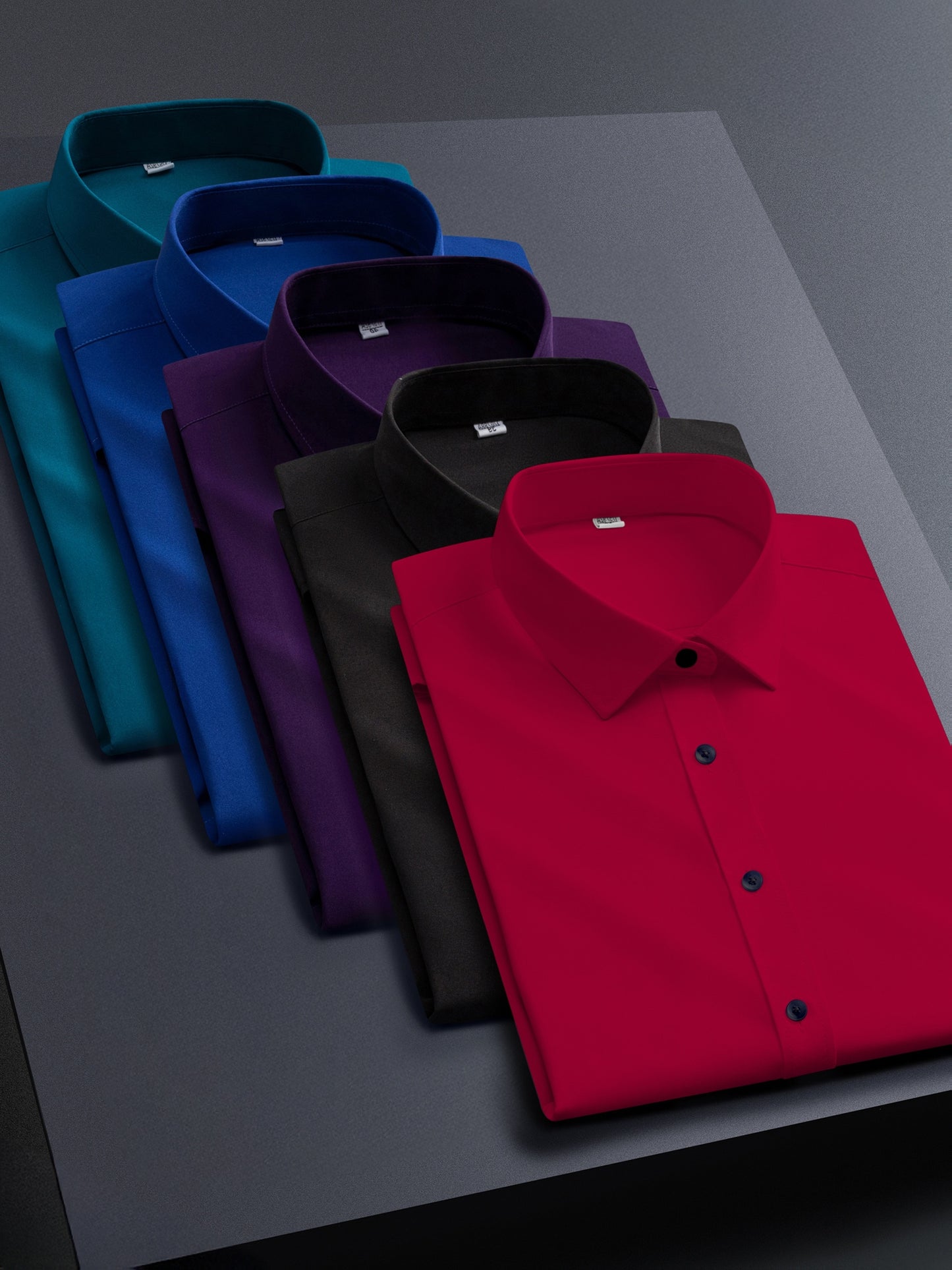 5pcs Men's Stretch Long Sleeve Dress Shirts - Solid Color Business Casual & Formal Shirts, Wrinkle-Resistant & Easy-Care, Regular Fit for Office, Wedding
