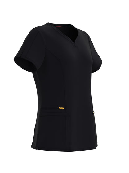 PandaFlex modern neck in Four-Way Stretch Fashion Scrubs Set V-Neck Short Sleeve Scrub Top & Straight Leg Cargo Pants for Nurses with zipper pockets 3372