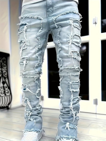 Men's Slim Fit Jeans - Classic Wash Distressed Travel 392485